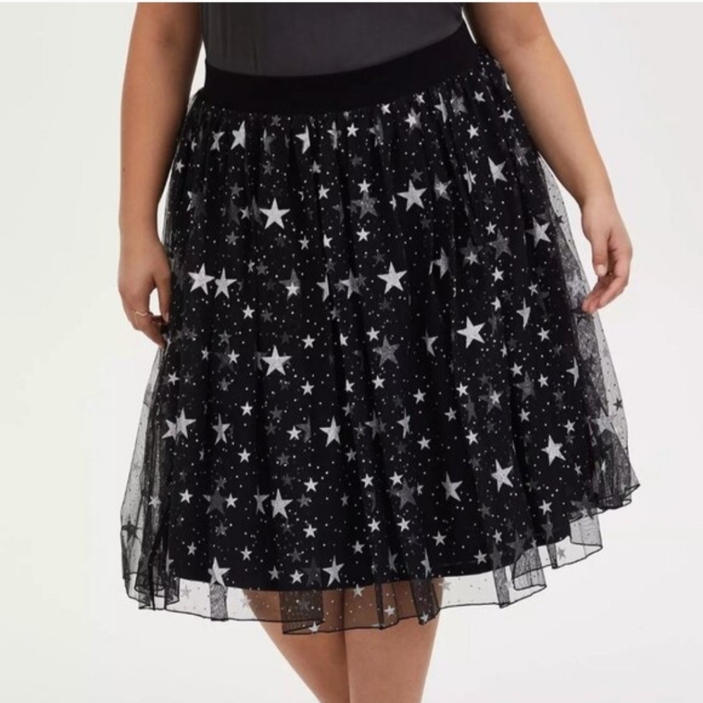 Torrid Black & Silver Tulle Midi Skirt - Size 4 - 26 - NWT